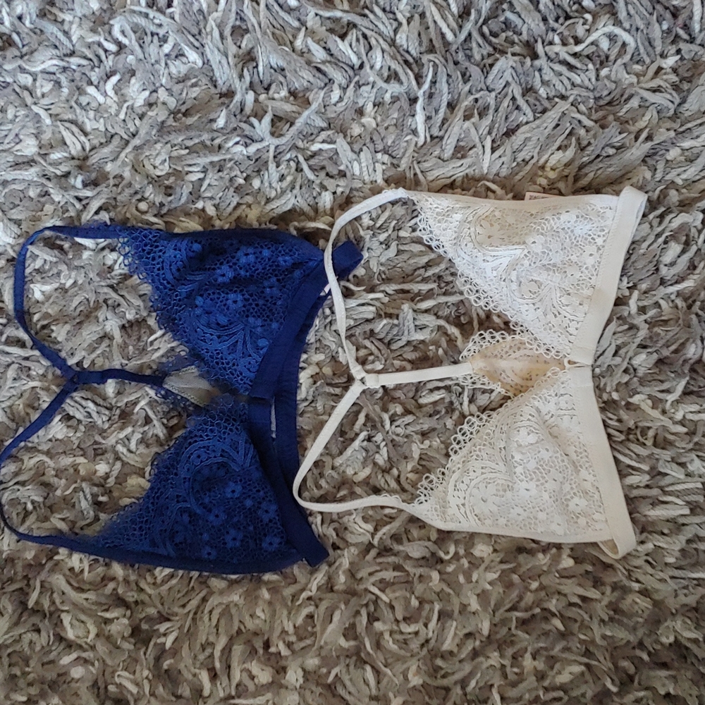 White and blue victoria secret bralette size x small